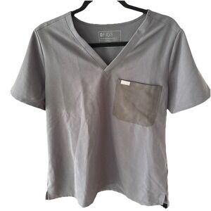 Figs‎ Women's  Gray  Scrub Top V-neck Pocket Technical Collection Size L